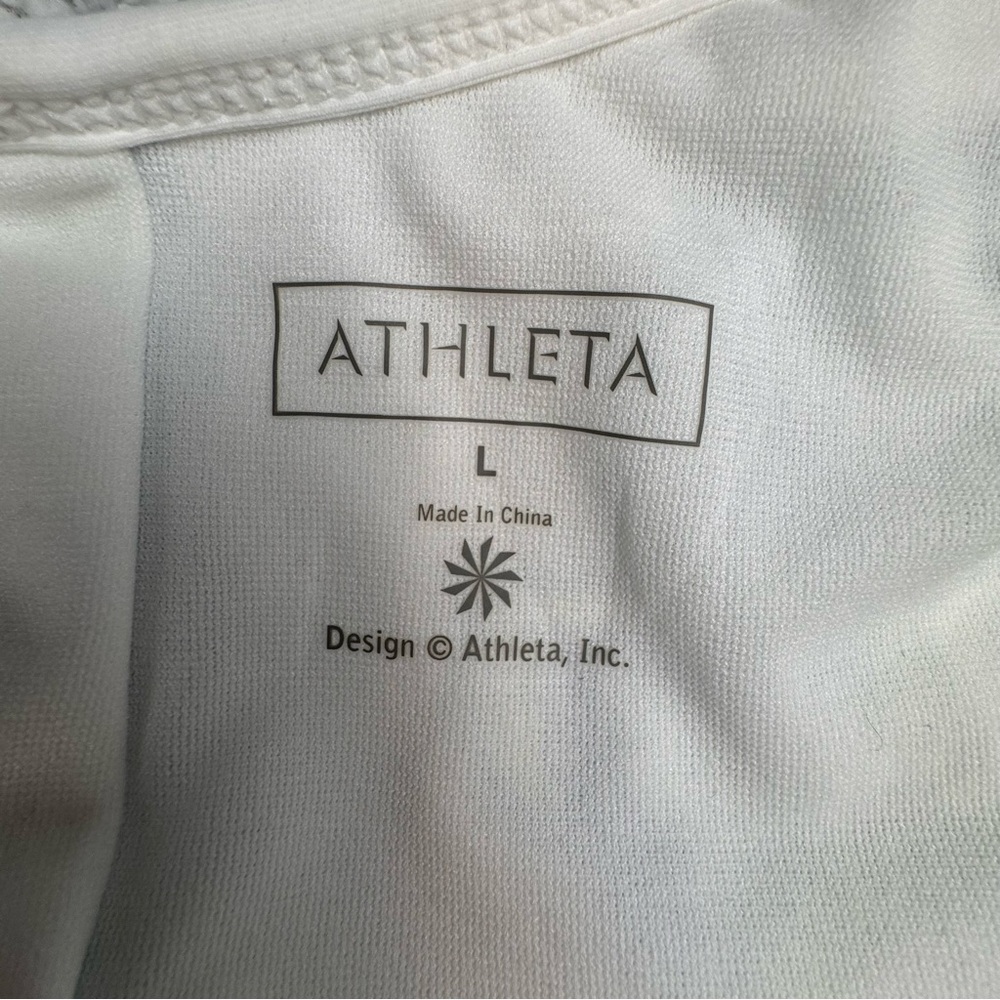 Athleta 1 Piece Bathing Suit Built In Bra White Lotus Design UV Protection Large - Picture 8 of 13